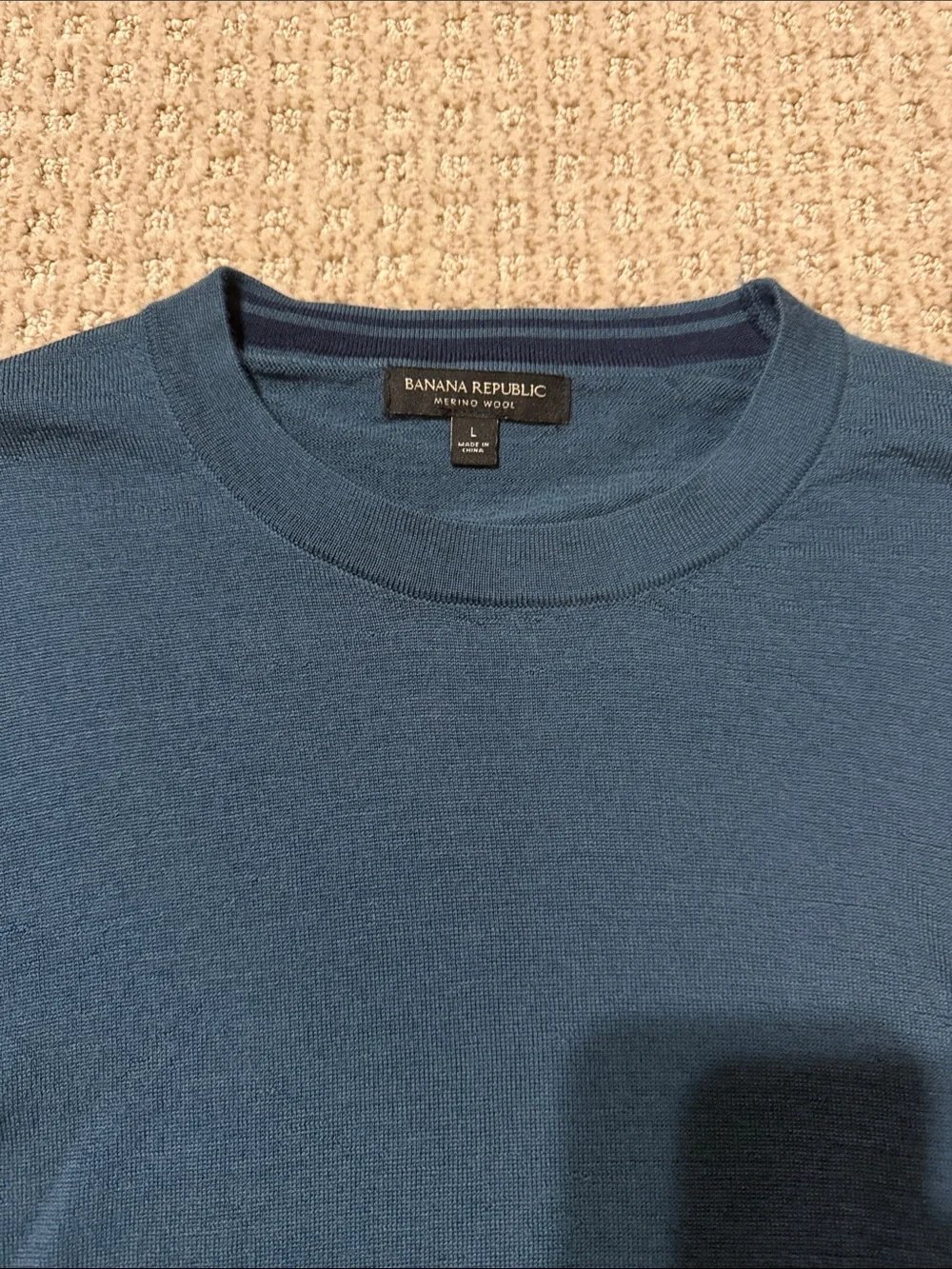 Men’s Banana Republic blue Merino Wool long sleeve pullover light sweater sz L